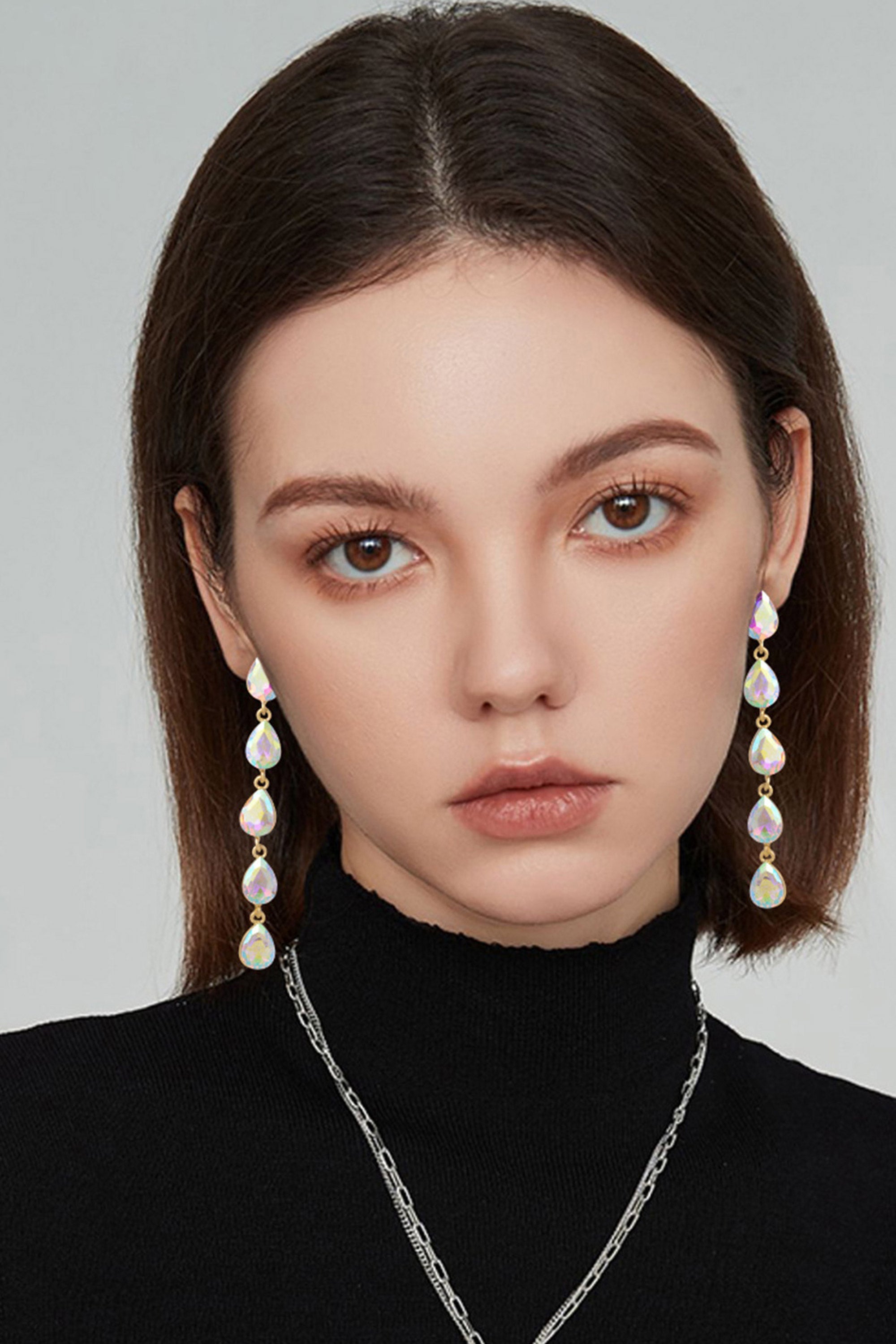 Orecchini Donna Neri Lunghi Goccia Stile Liberty Art Decò Anni - Foto 4