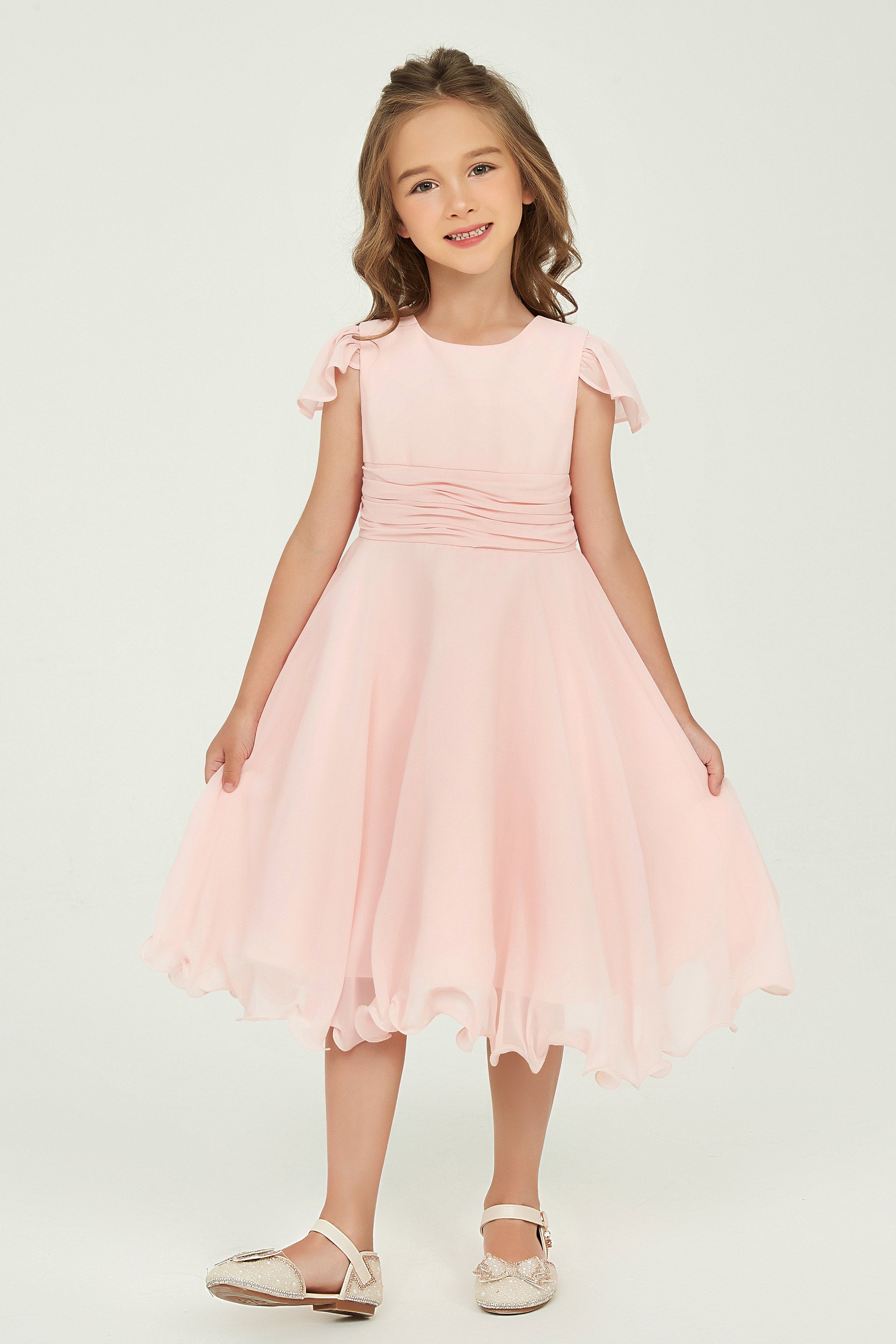 Lito Angels Abito Damigella Bambina In Organza Con Scialle Abbinato, Gonna A 4 Strati, Spilla Fiore Rimovibile, Vestito Da Festa - copertina
