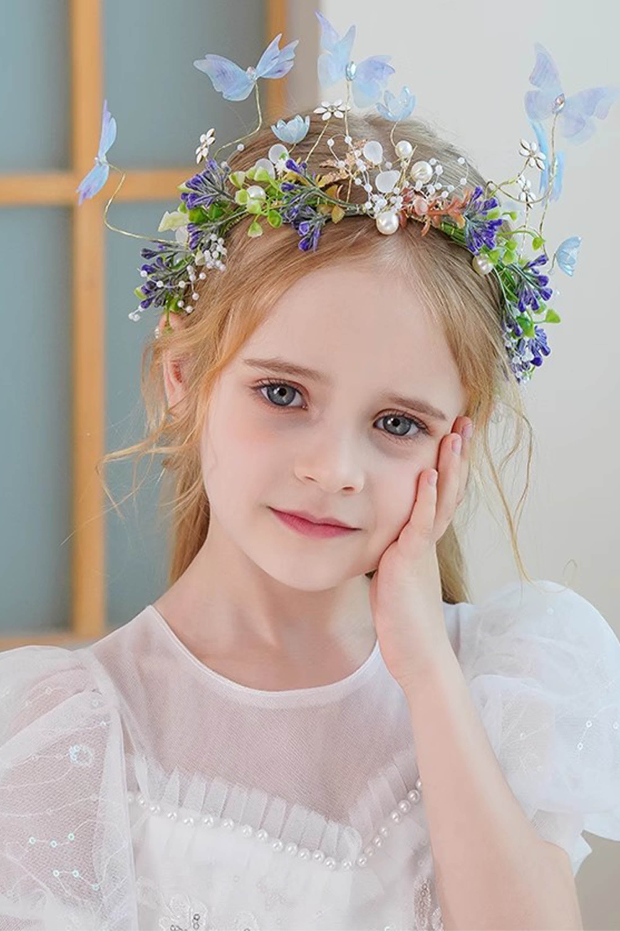 Mini Tiara Principessa Corona Per Bambina - Fiore Rosso - Matrimonio Cerimonia - Foto 5