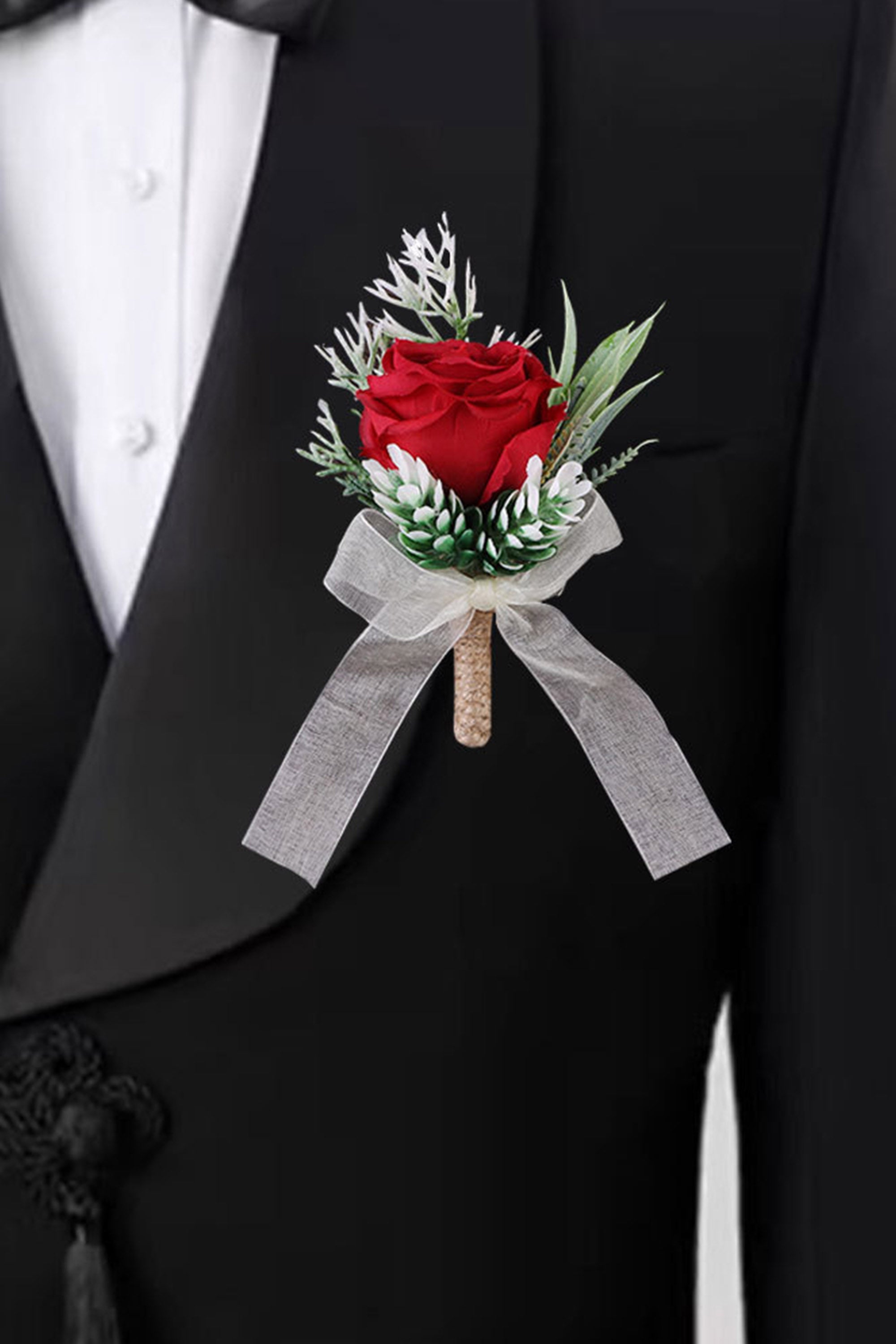 Boutonnière di fiori di seta artificiali di nozze – DUNTERY IT