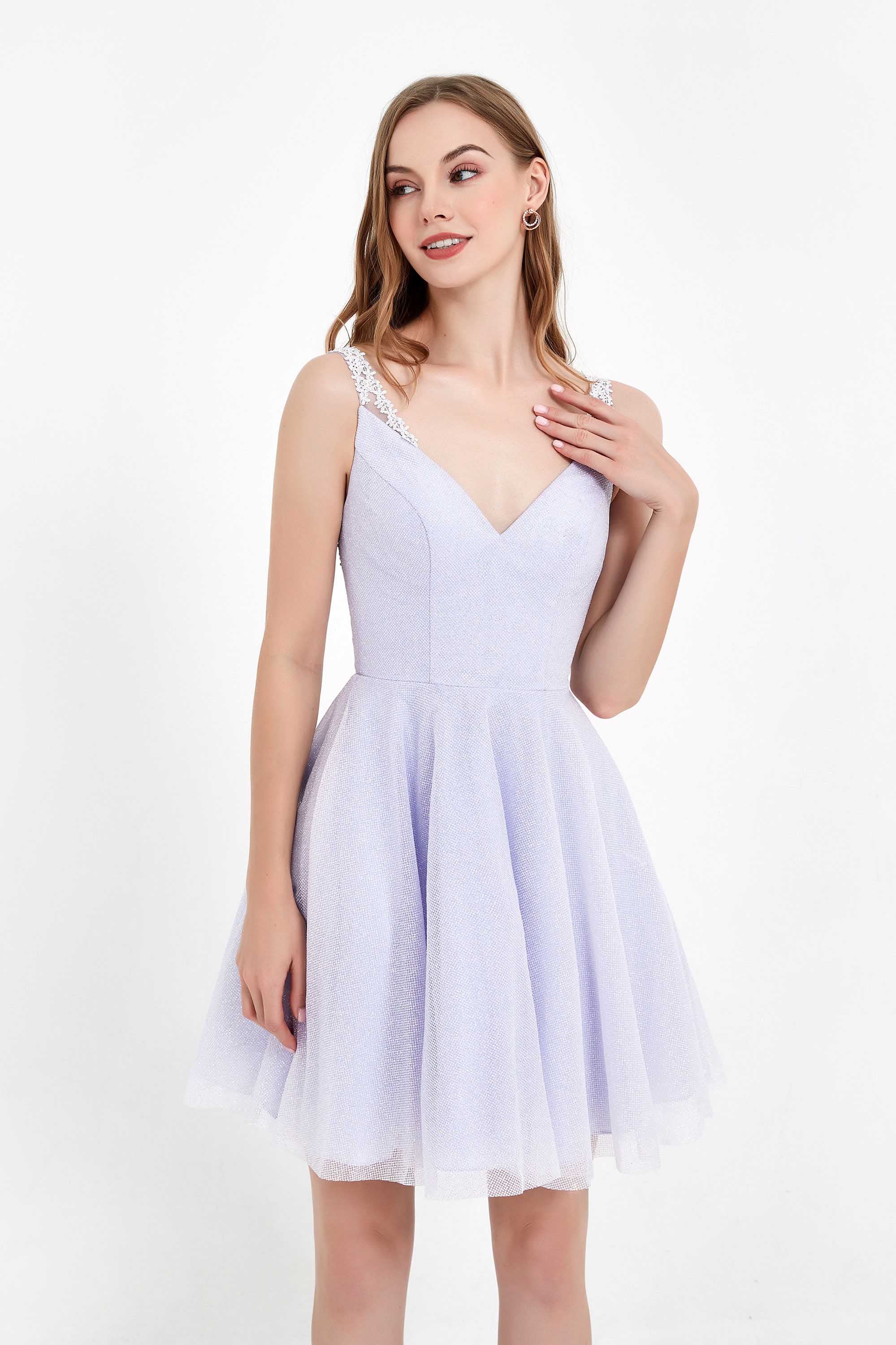 Abito Da Donna Con Paillettes DRESSTELLS - Scollo A V, Senza Maniche, Taglio A-Line Al Ginocchio - Perfetto Per Cocktail, Matrimoni E Feste