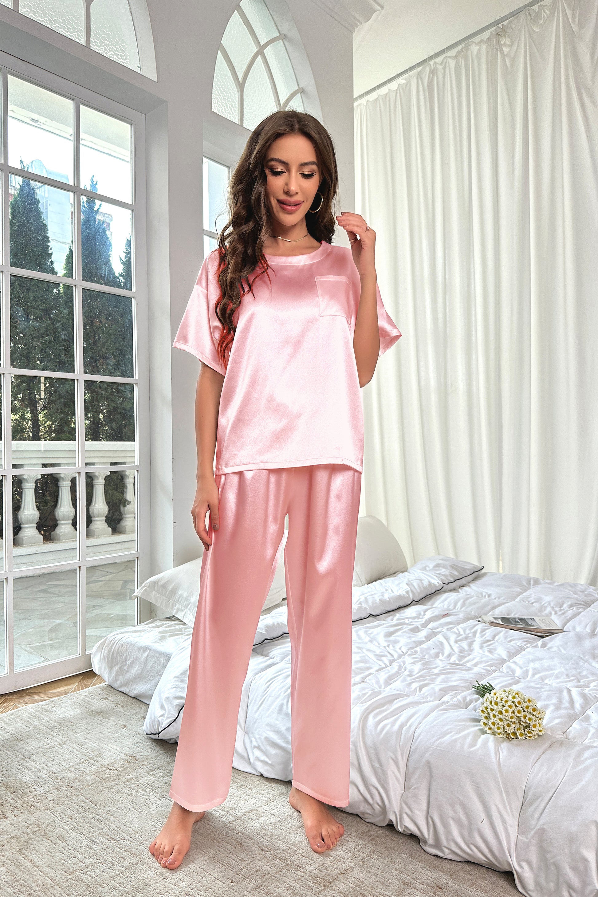 Pigiama donna Admas in raso satin con piume articolo 62550 Pigiama donna Admas in raso satin con piume articolo 62550