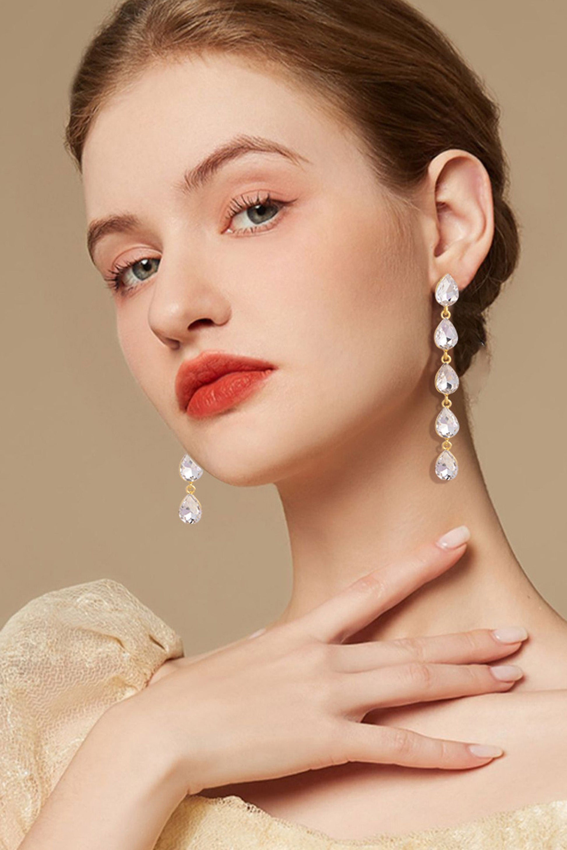 Orecchini Donna Neri Lunghi Goccia Stile Liberty Art Decò Anni - Foto 8