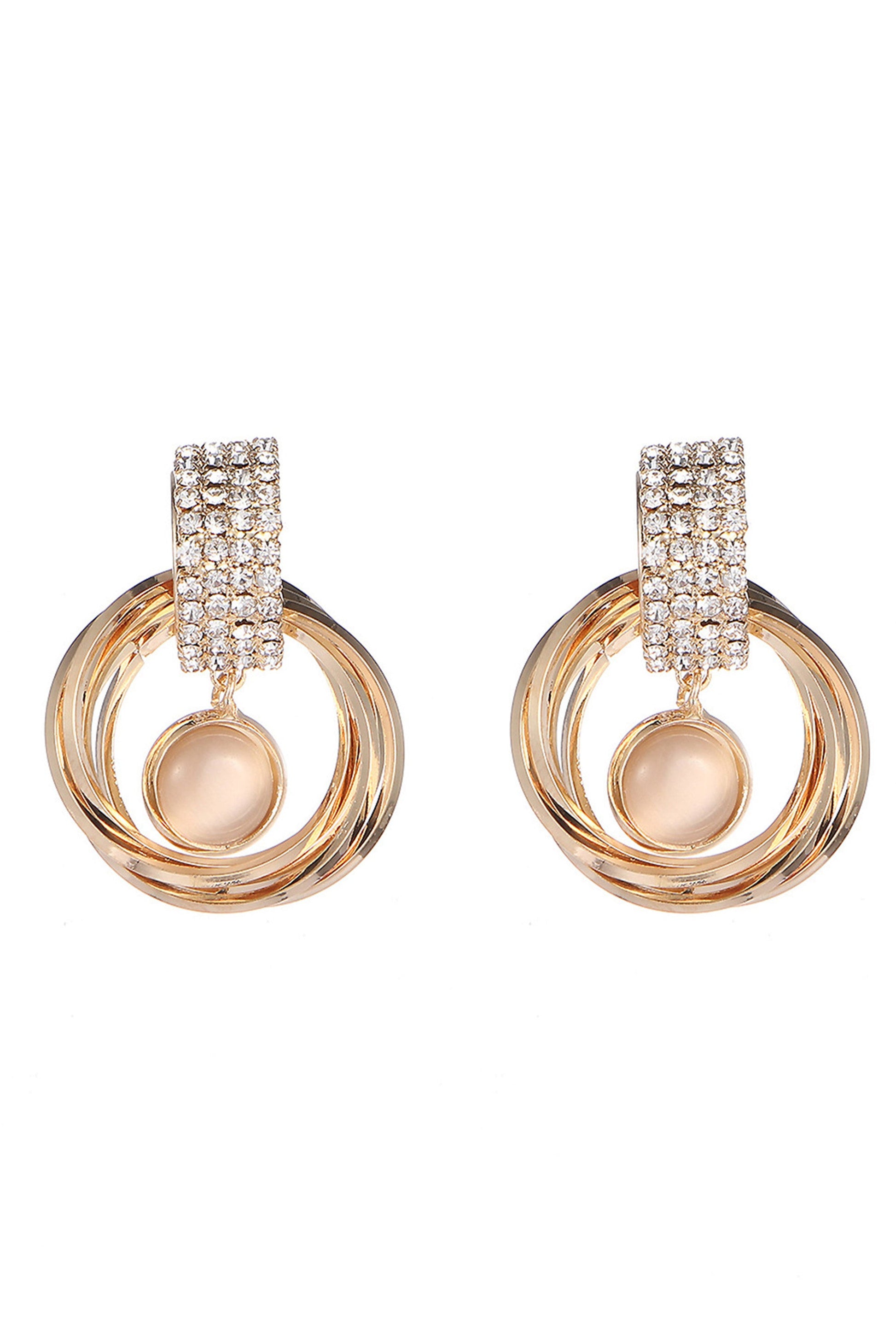 Happiness Boutique Lunghi Orecchini Circolari in Oro Rosa | Orecchini a Cerchio con Design Catenina e Disco : Happiness Boutique Happiness Boutique Lunghi Orecchini Circolari in Oro Rosa | Orecchini a Cerchio con Design Catenina e Disco : Happiness Boutique