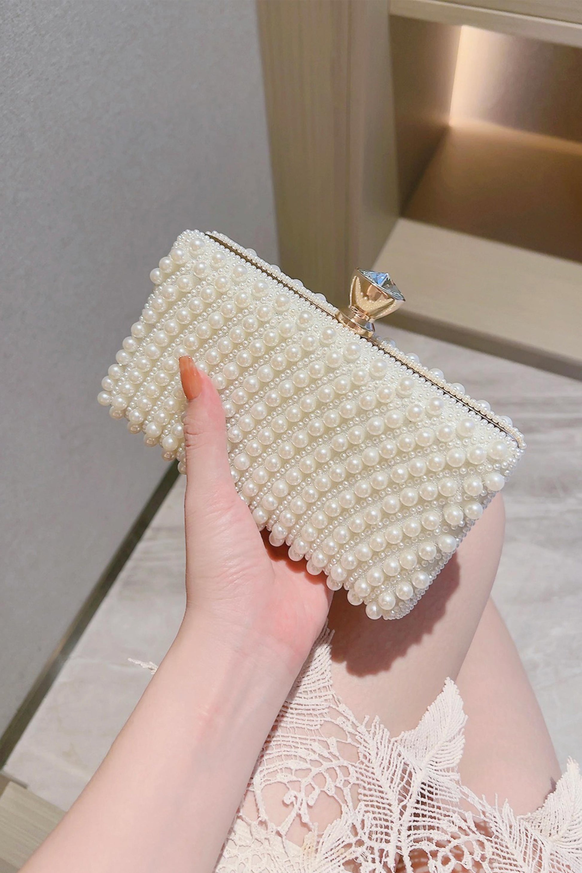 Borsa da sera retrò elegante con perle – DUNTERY IT