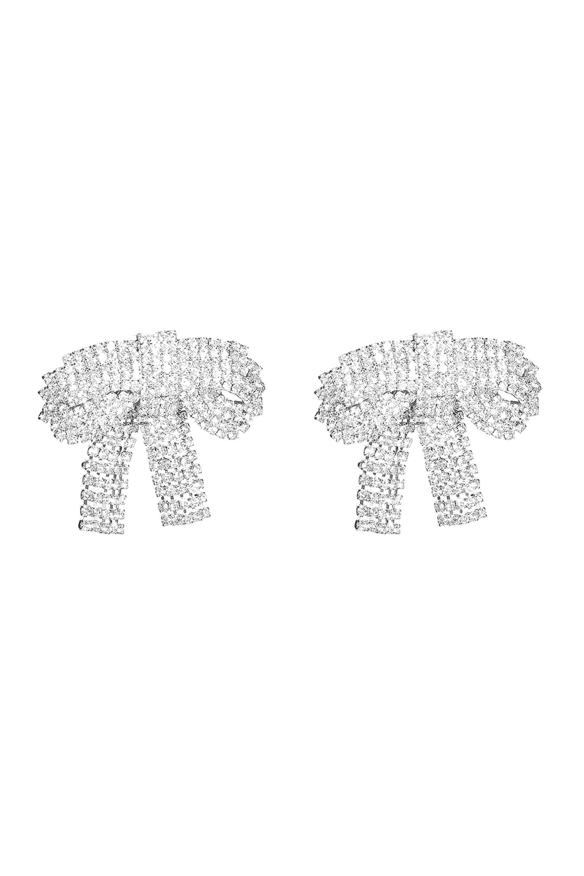 Orecchini A Fiocco Nero Con Cristalli Per Donna - Gioielli Eleganti Con Strass Per Matrimonio E Sposa - 1,7 Cm