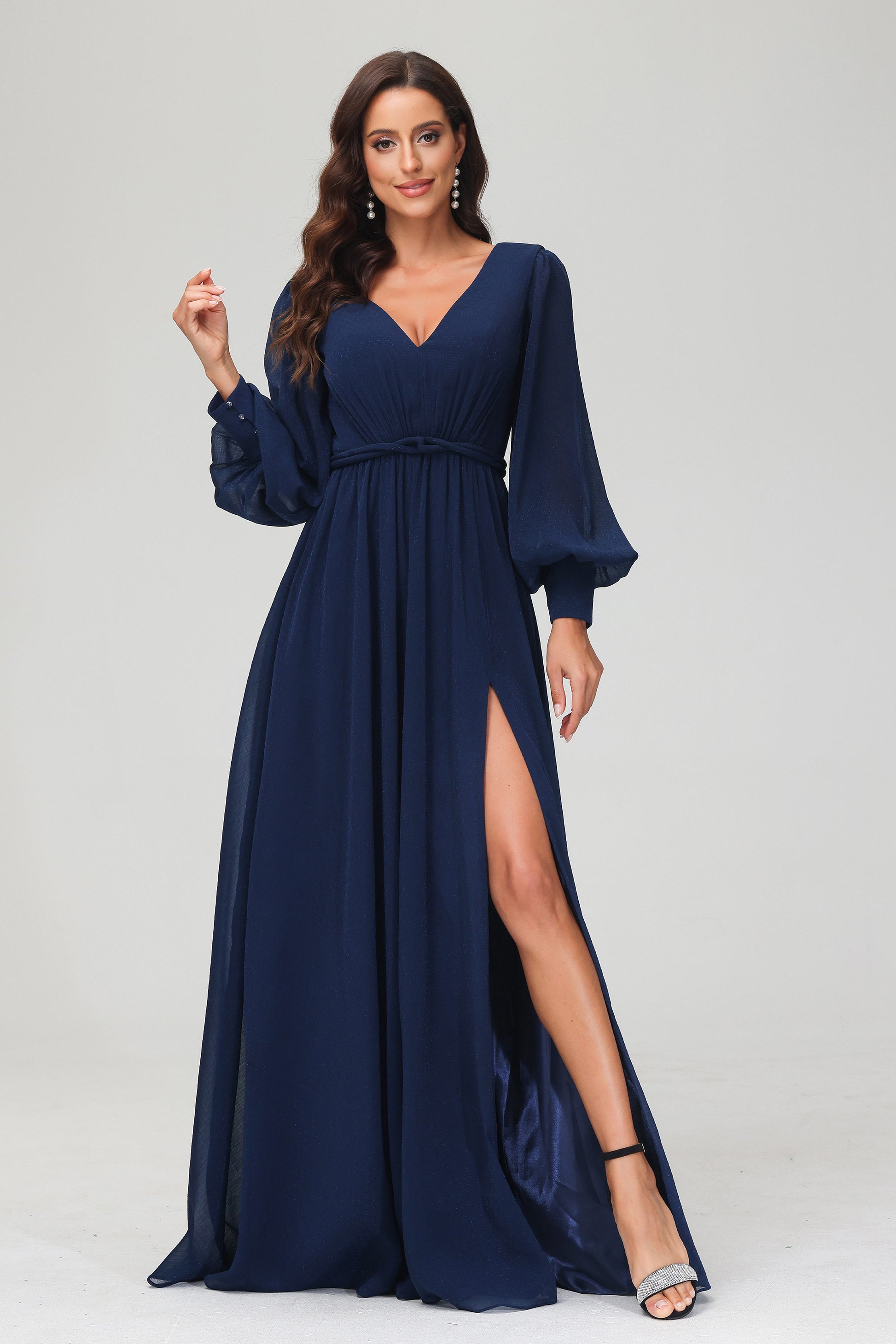 Abo lungo da sera da donna Abo da ballo scollato a maniche lunghe in pizzo patchwork con paillettes in velluto 200000345 Abo lungo da sera da donna Abo da ballo scollato a maniche lunghe in pizzo patchwork con paillettes in velluto 200000345