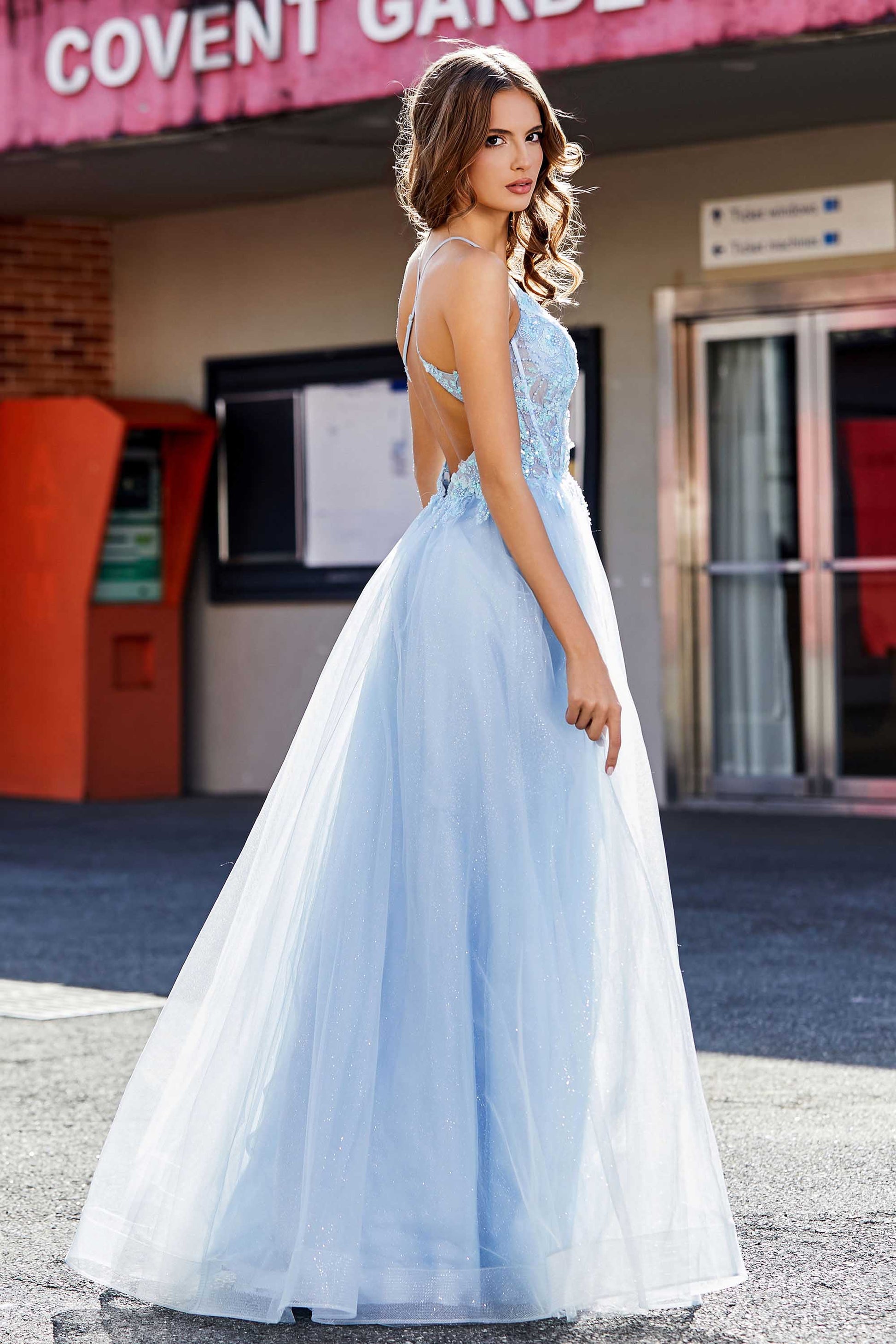 Azzurro Polvere Cielo Blu Abiti Da Sposa Abito A-line Con Corpetto