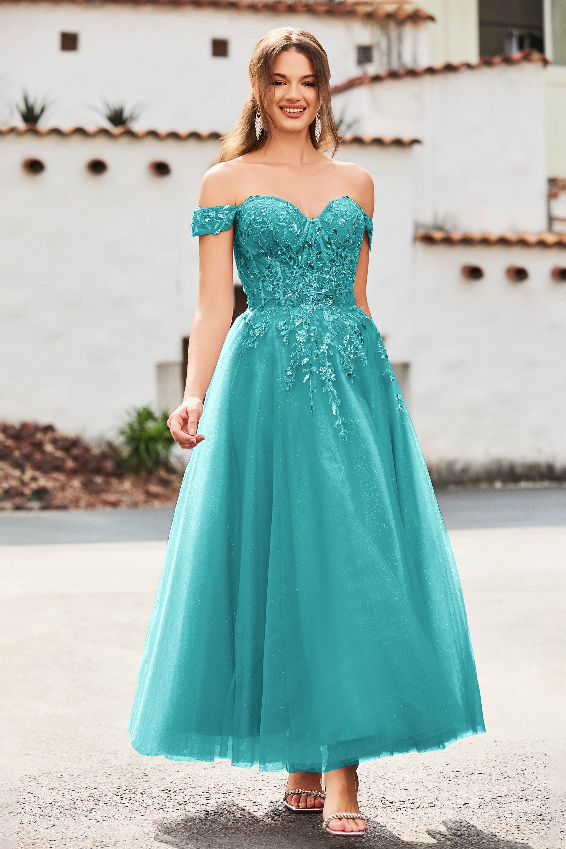 Abito Elegante Donna Votuleazi In Tulle Nero Con Spacchi – Manica Lunga, Spalle Scoperte, Gonna Midi A Strati – Taglia XL