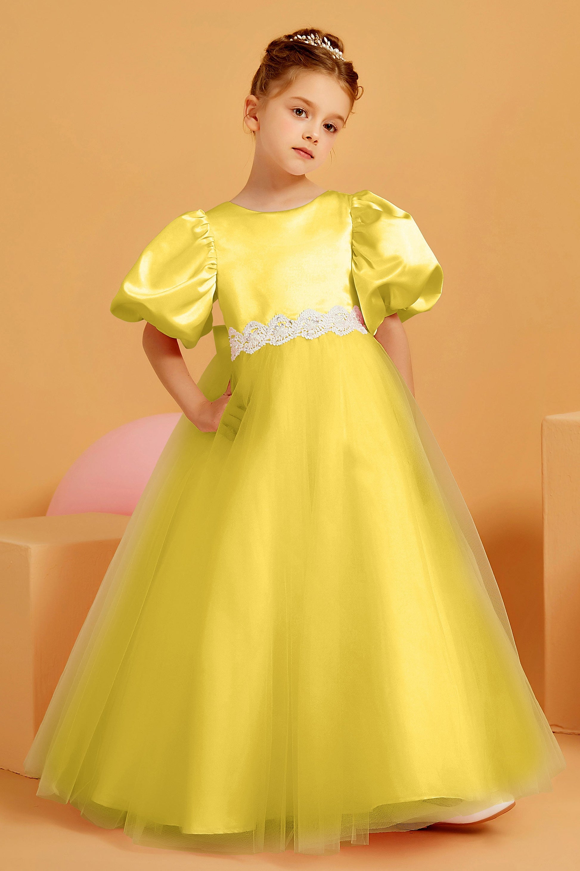 Mikado Abito Bimba Giallo Mikado Vestito Giallo Bimba Dress