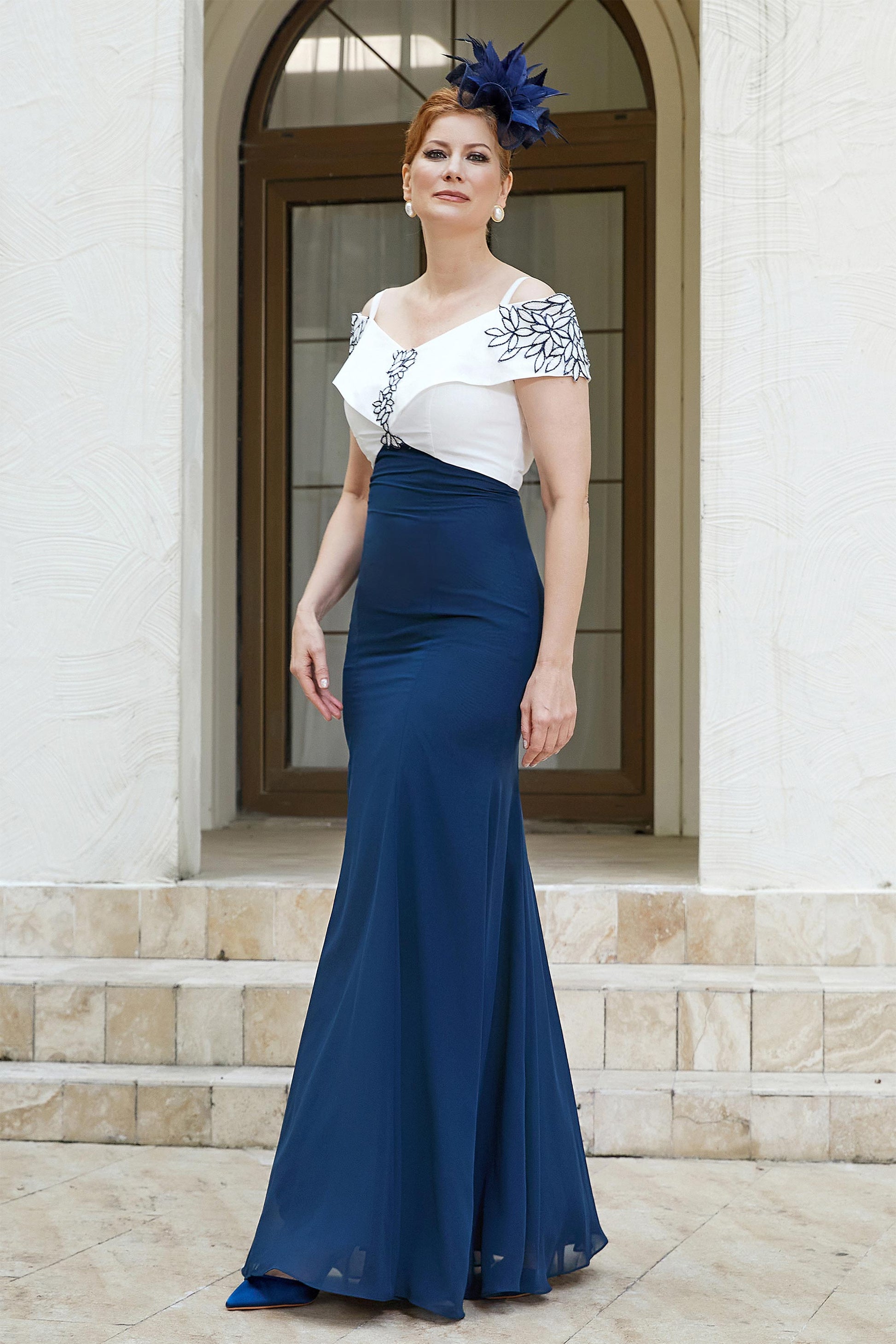 Vestito Blu Vestitini Scollo A Barca Offerta! 0585 ELEGANTE ABITO