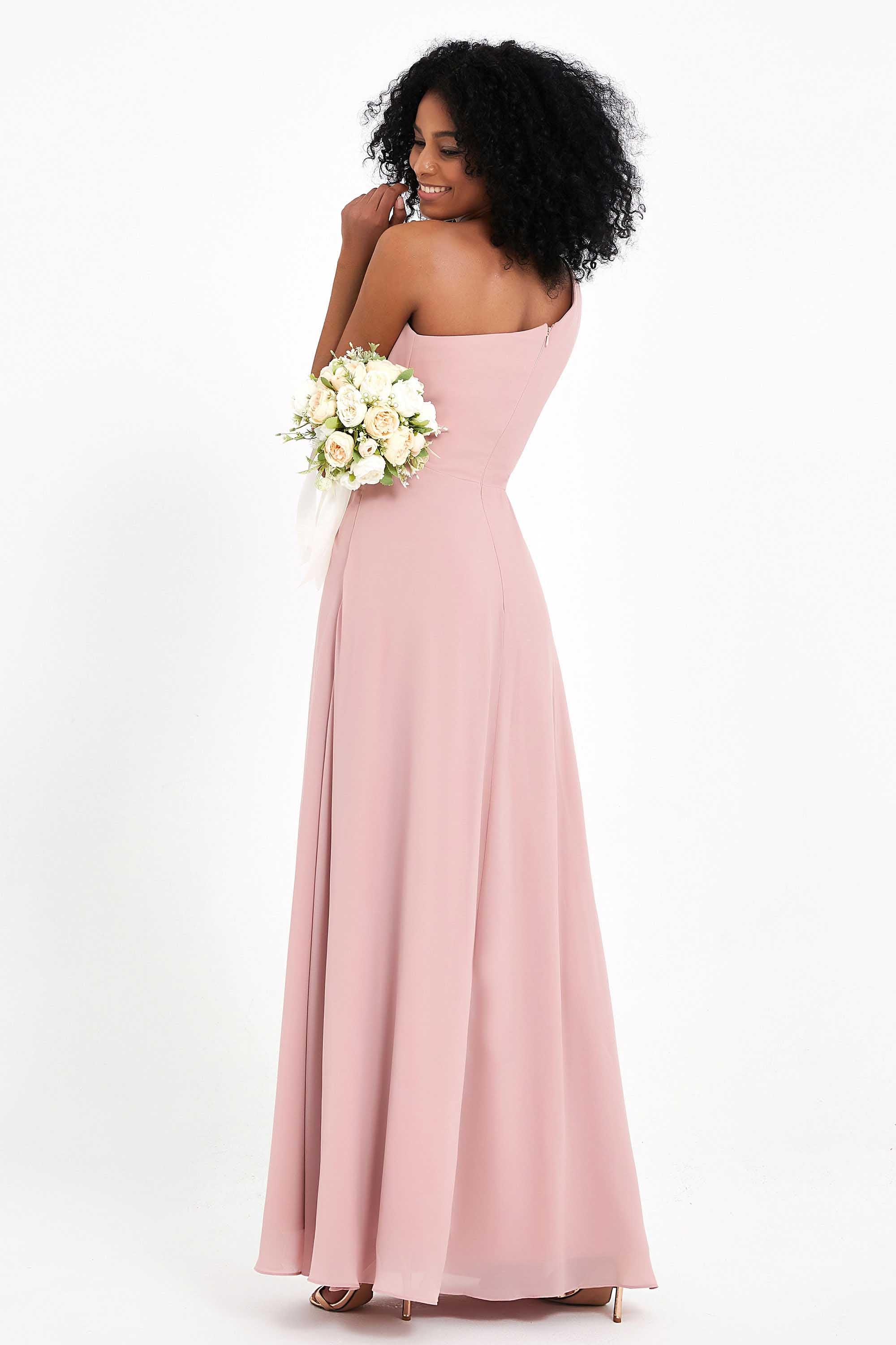 SAYNO Abito Da Damigella D'onore In Chiffon Con Spacchi Laterali E Spalline Sottili Pieghettate Abiti Da Sera Per Feste Ibisco 50 127900552
