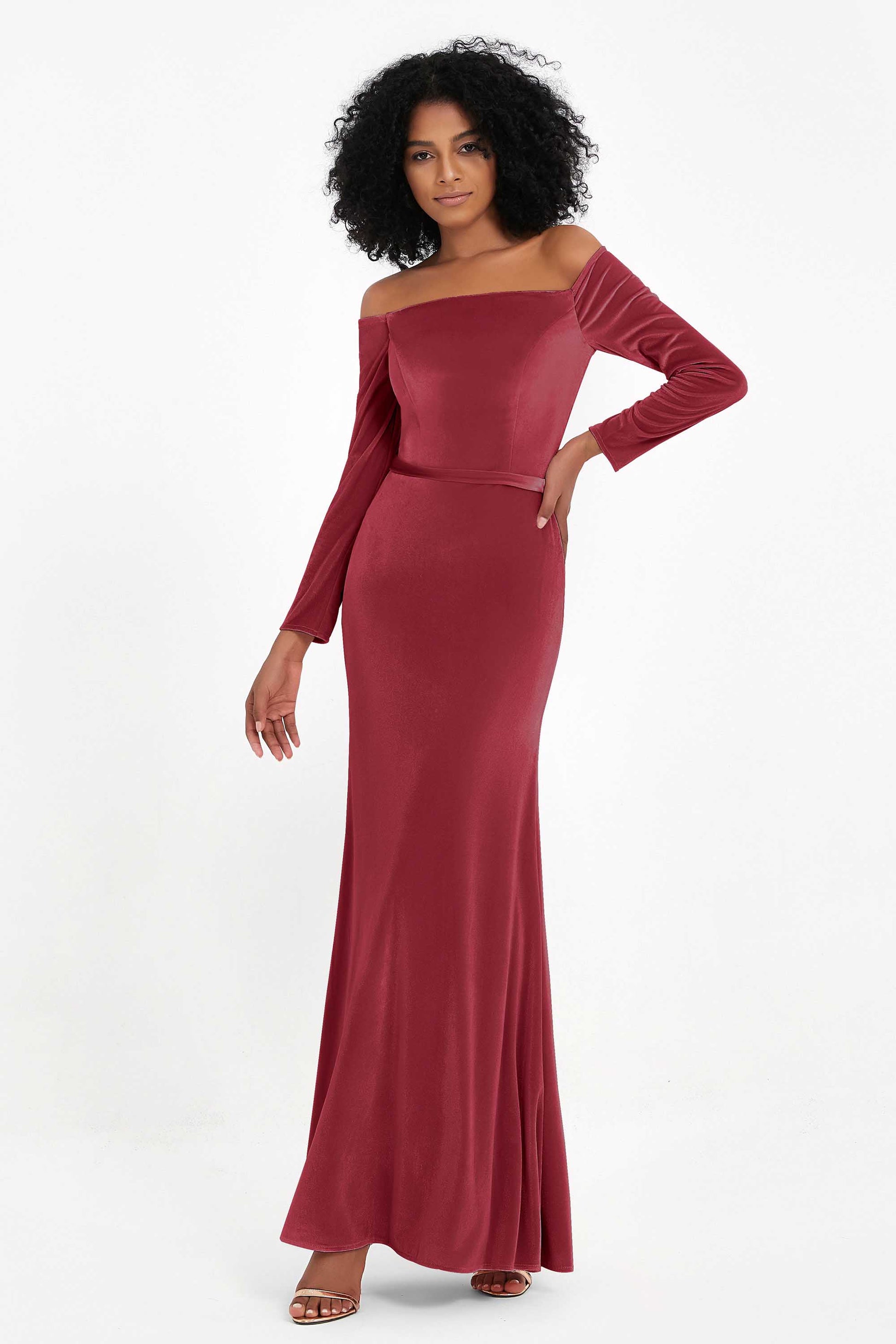 Abito Lungo In Velluto LISILONG Con Maniche Lunghe E Scollo A V - Vestito A Portafoglio Con Vita Impero E Volant - Eleganza Vintage Per Matrimonio O Festa