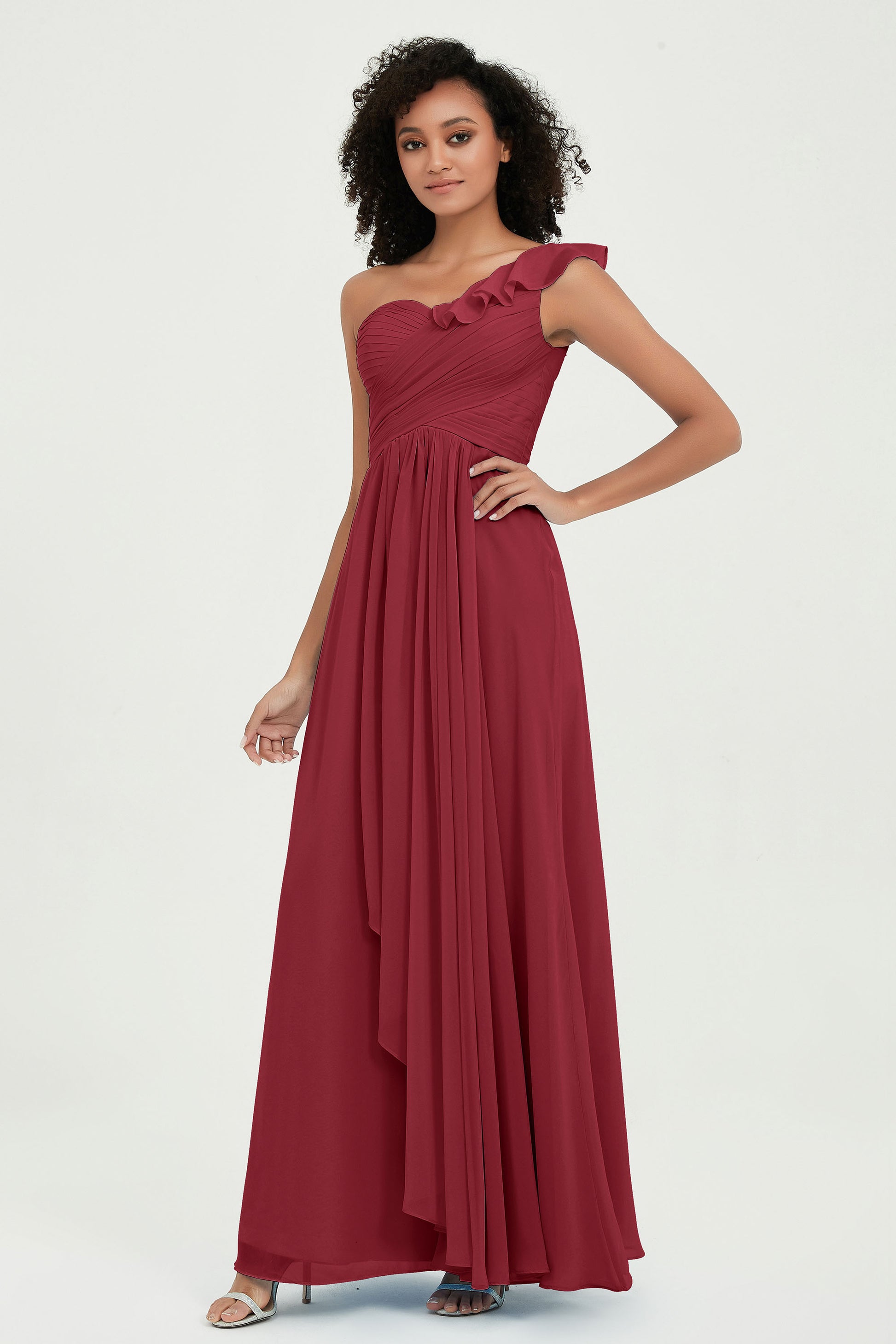 Abito Donna Lungo Monospalla In Raso - Abito Elegante Cerimonia Primavera/Estate - Foto 6