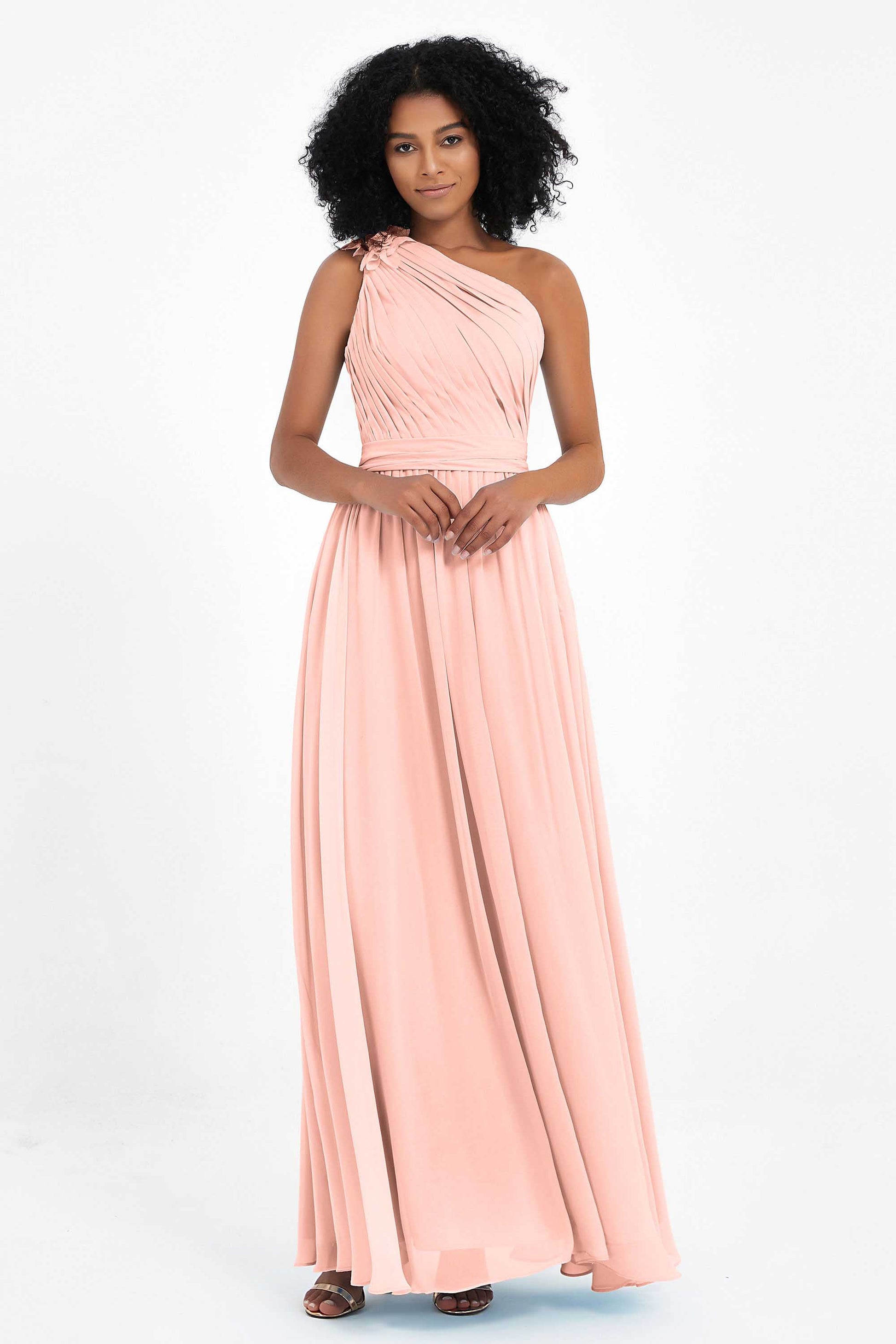 Donne Menta A Line One Spalla Chiffon Gala Dress Increspato Piano Lunghezza Red Carpet Donne Menta A Line One Spalla Chiffon Gala Dress Increspato Piano Lunghezza Red Carpet